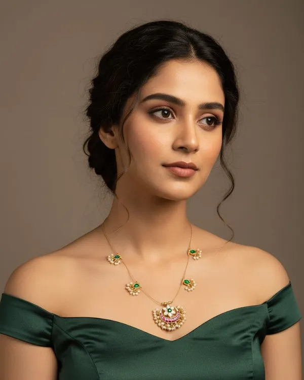 Green_Brass_Necklace_Set_For_Women